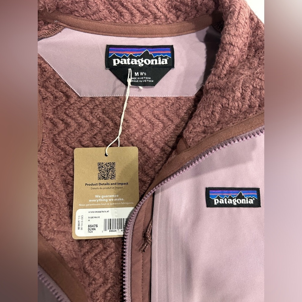 Patagonia Women's Medium R2 CrossStrata Jacket Dulse Mauve Dark Pink NWT - Picture 4 of 7
